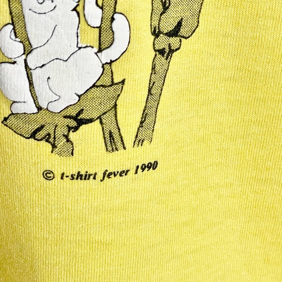 Vintage 1990 Cats On Pussywillows San Francisco Yellow Puff T Shirt Adult M - Picture 4 of 9